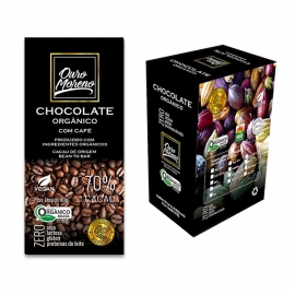 Barra de Chocolate Orgânico 70% Cacau com Café 80g - Caixa com 10